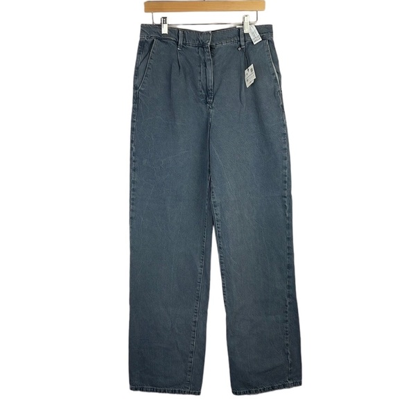 NWT ZARA Tailored Straight Mid Rise Worn Grey Jean SZ USA 6 EUR 38 Baggy - Picture 1 of 12